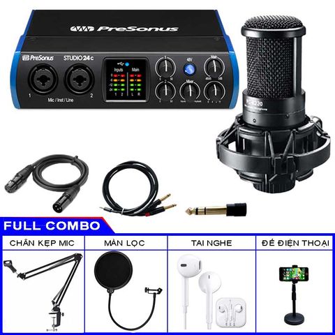  Combo Soundcard Presonus Studio 24C Và Micro Thu Âm K220 