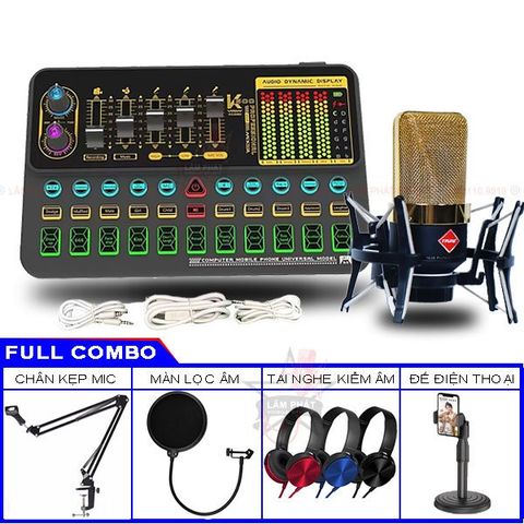  Combo Sound Card K500 AutoTune 2021 Và Micro Thu Âm Y103E 