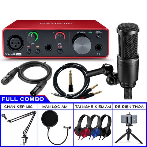 Combo Sound Card Focusrite Solo Gen 3 Và Mic Technica AT2020