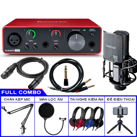  Combo Sound Card Focusrite Solo Gen 3 Và Micro Takstar PC K850 