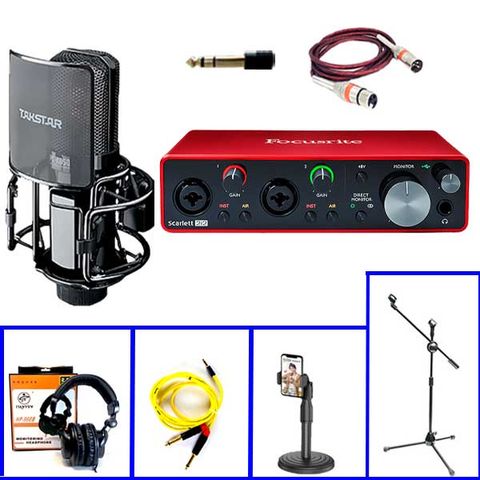  Bộ Thu Âm Focusrite 2i2 3rd Gen Và Mic Takstar PC K850 - Phụ Kiện Xịn 