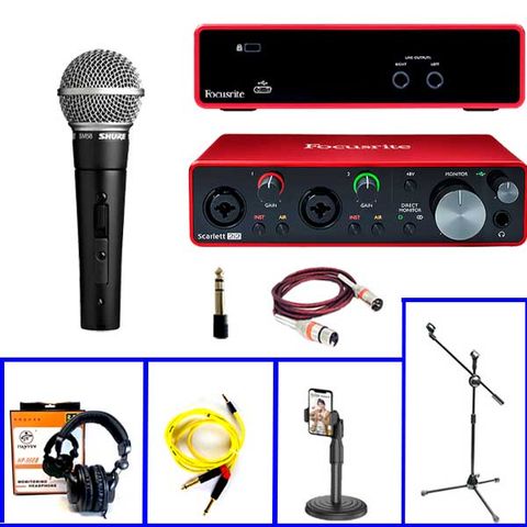  Combo Focusrite 2I2 Và Micro Shure SM58S - Phụ Kiện Xịn 