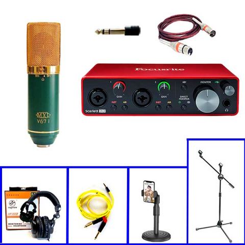  Combo Thu Âm Focusrite 2i2 3rd Gen Và Micro MXL V67i - Phụ Kiện Xịn 