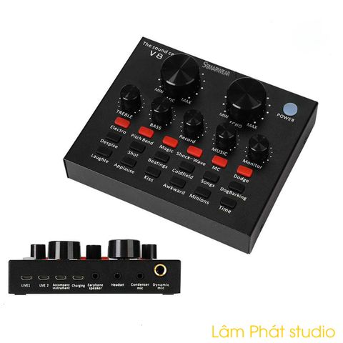  Sound Card V8 Thu Âm, Livestream Chuyên Nghiệp 