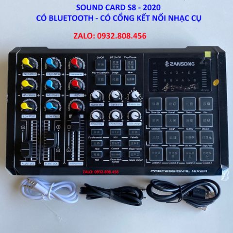 Sound Card S8 2020 Bluetooth Chuyên Thu Âm, Livestream