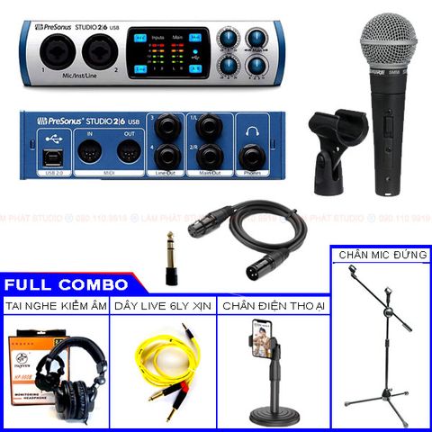  Combo Presonus Studio 26 Và Micro Shure SM58S 