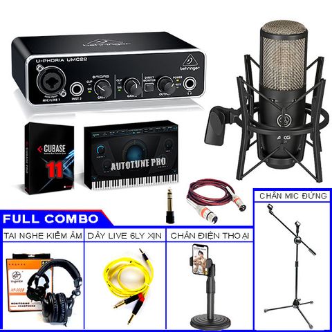 Combo Thu Âm Behringer UMC22 Và Micro AKG P220 - Phụ Kiện Xịn