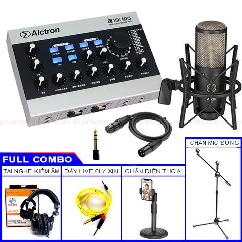  Combo Thu Âm Sound Card U16K MK3 Và Micro AKG P220 