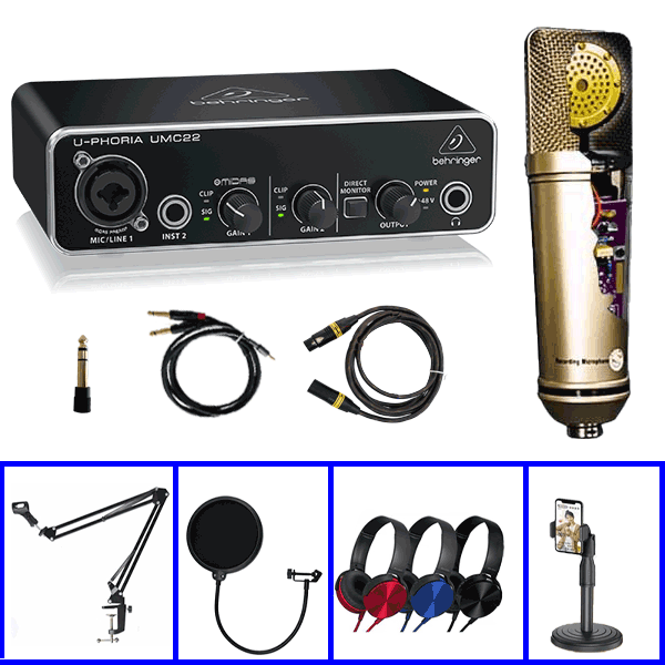 Combo Thu Âm Behringer UMC22 Và Micro Thu Âm LP203