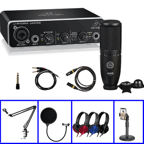  Combo Thu Âm Behringer UMC22 Và Micro Thu Âm AKG P120 