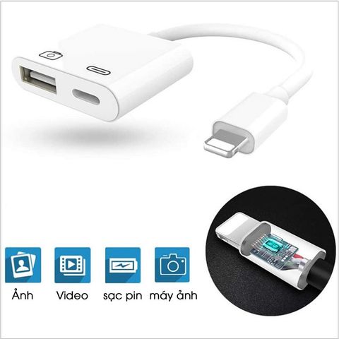  Cáp OTG USB Lightning to USB 3.0 Kèm Lỗ Sạc Pin - 00390 