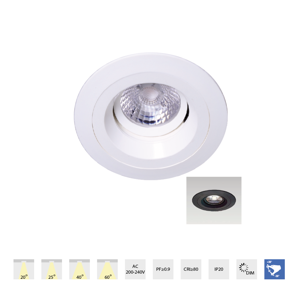 Đèn DOWNLIGHT MT500 - 012 - Ф85 - W/B - 5W