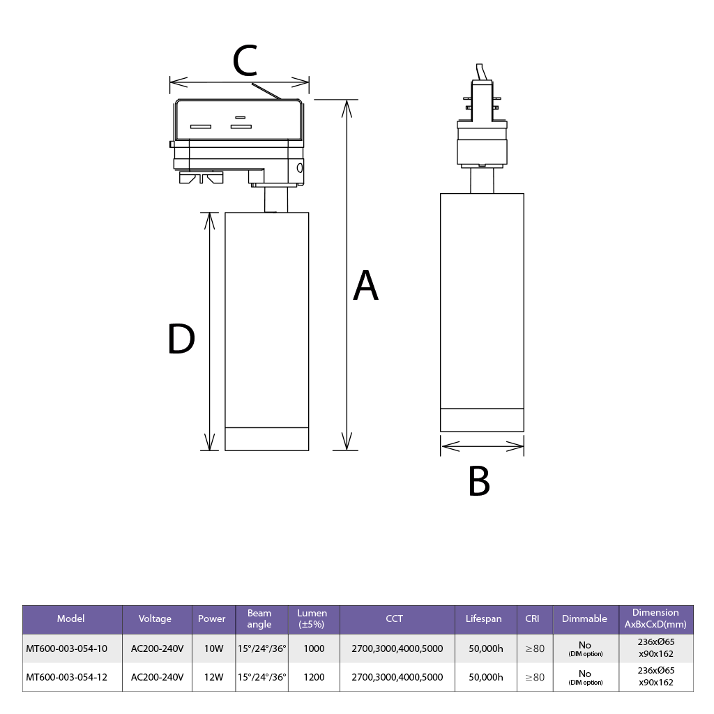 Đèn TRACKLIGHT MT600-003