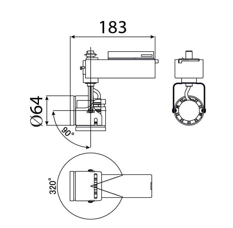 Đèn TRACKLIGHT MT600 - 006 - Ф85 - W/B