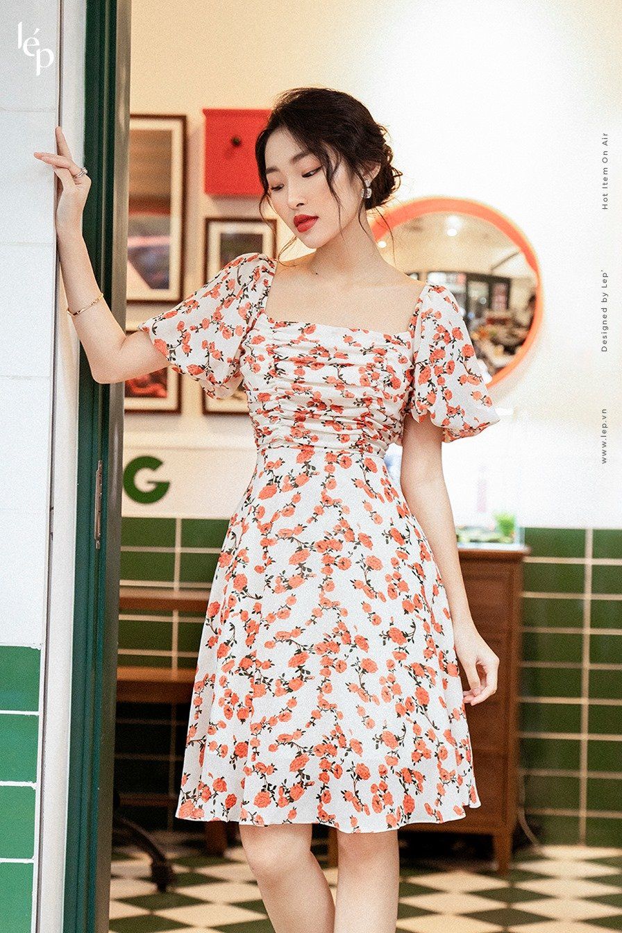 Váy nhún ngực tay bồng 1VA557CA