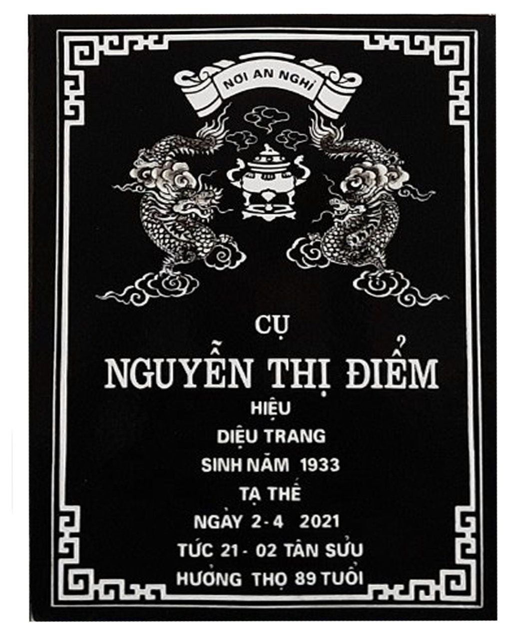 Bia mộ sứ 25x35 Không ảnh chân dung - Hàng cao cấp loại 1