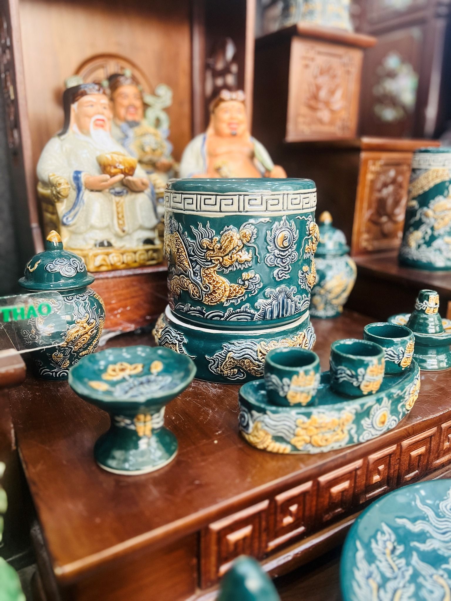 Ban thờ Tài Địa Gốm sứ Bát Tràng Hợp mệnh Mộc & Hỏa - Gốm nghệ nhân Bát Tràng PATT21