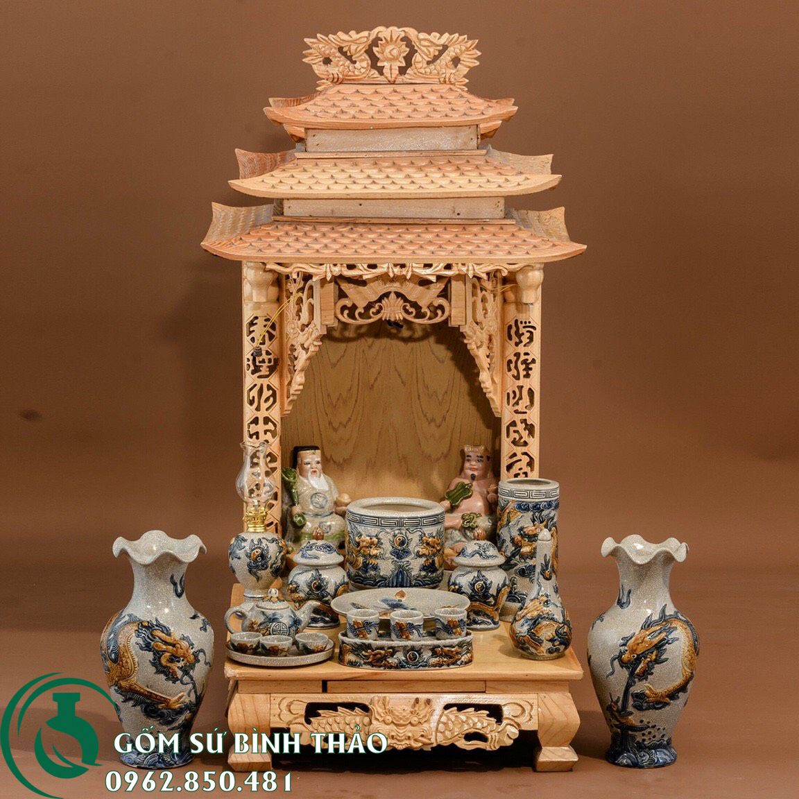 Ban đồ thờ thần tài men rạn nổi gốm sứ Bát Tràng