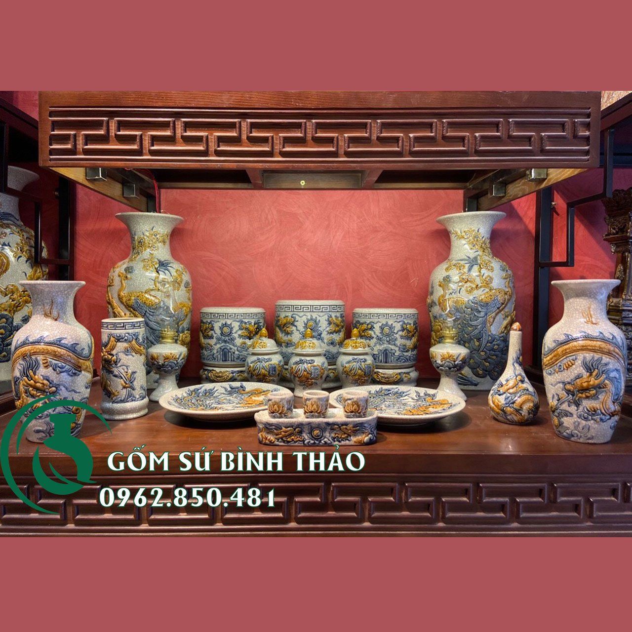 Đồ thờ cúng Bát Tràng chính hãng cho ban thờ 1m57,1m75