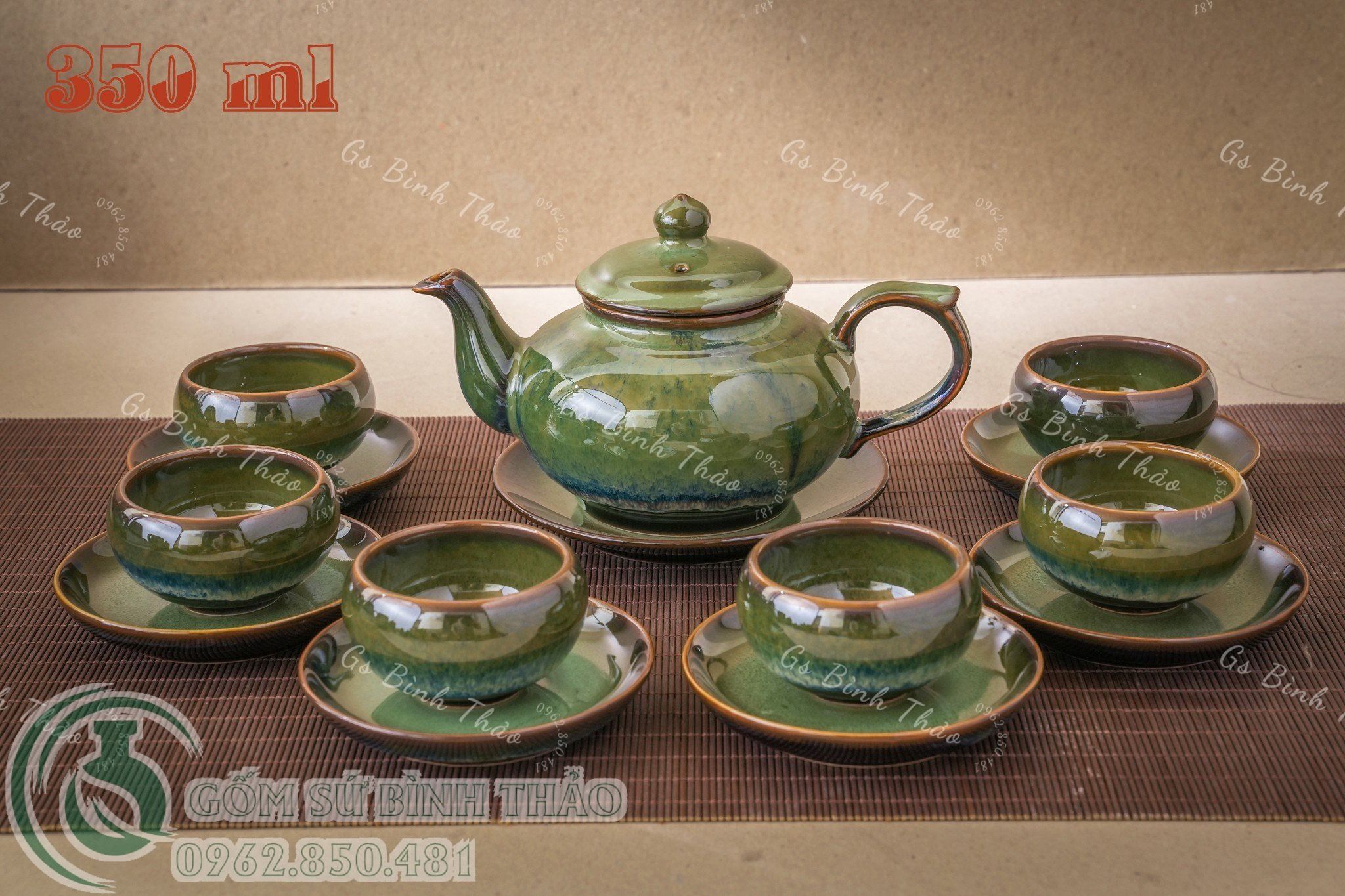Bộ Ấm chén men Hỏa biến - Gốm sứ Bát Tràng