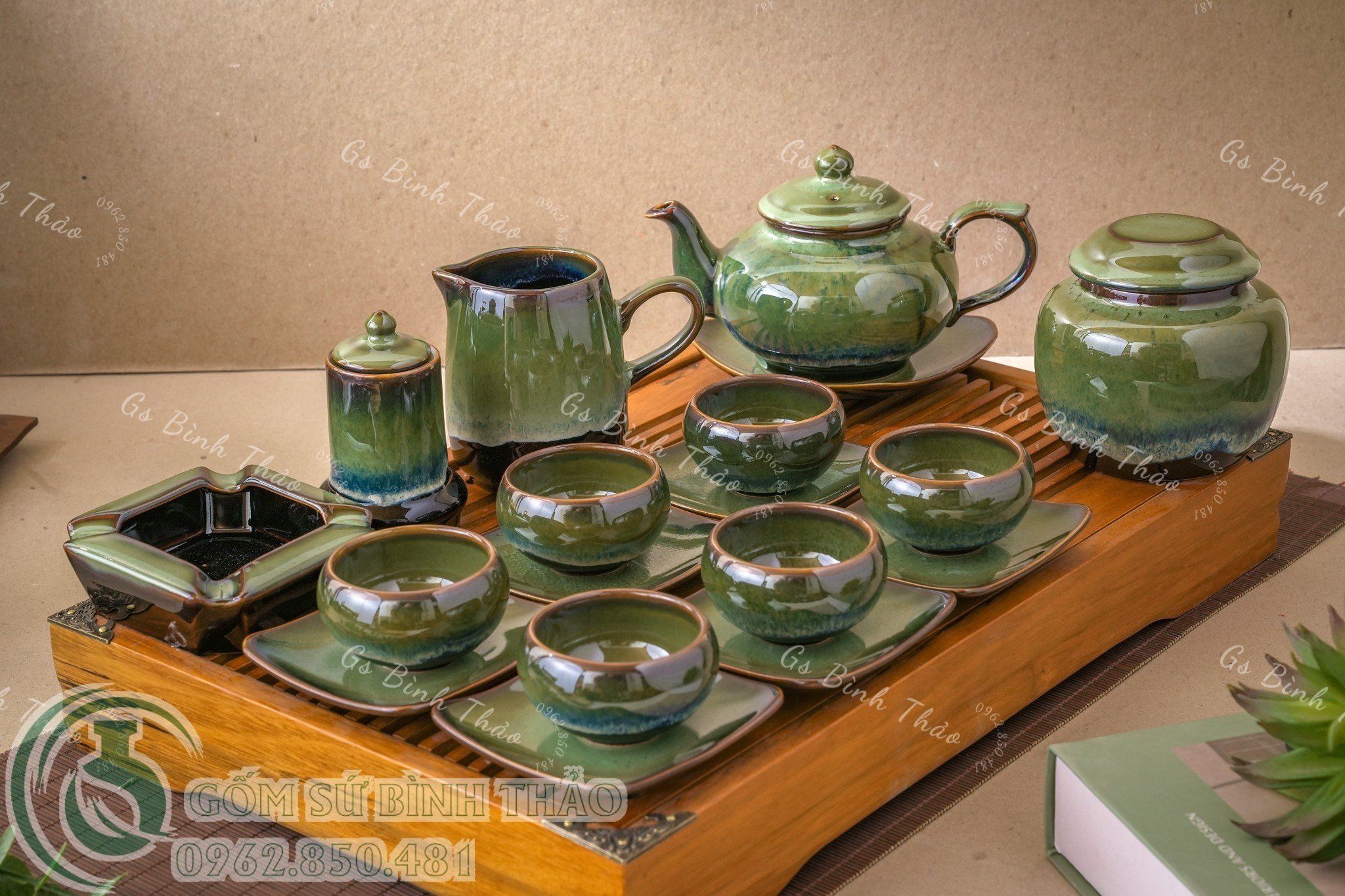 Bộ Ấm chén men Hỏa biến - Gốm sứ Bát Tràng