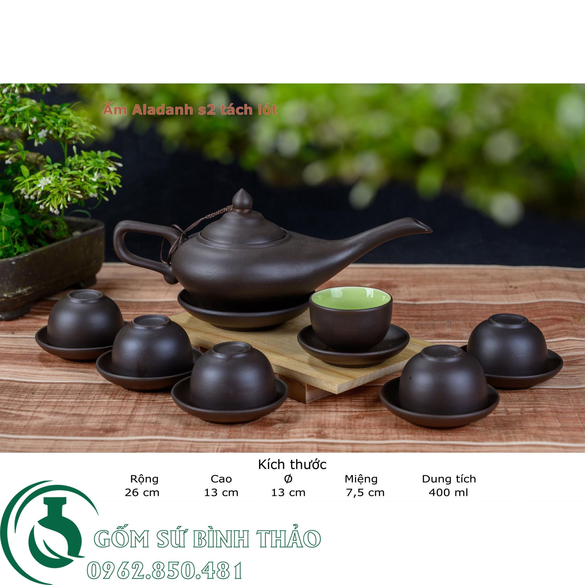 Bộ ấm trà aladin tử sa Bát Tràng