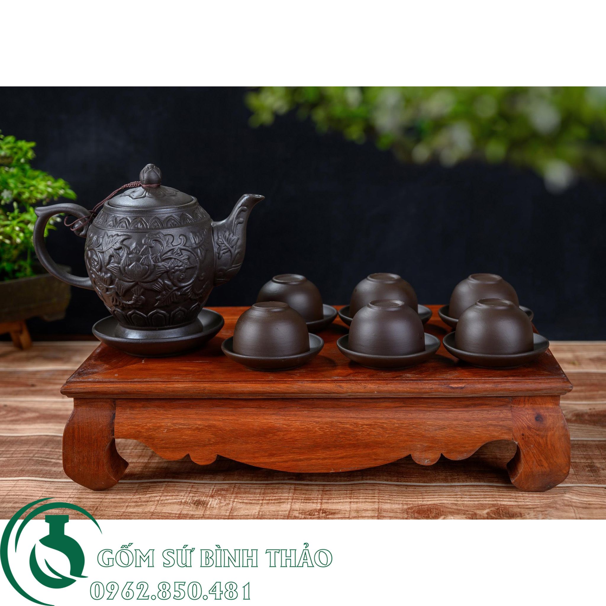 Bộ ấm trà đèn cao tử sa Bát Tràng