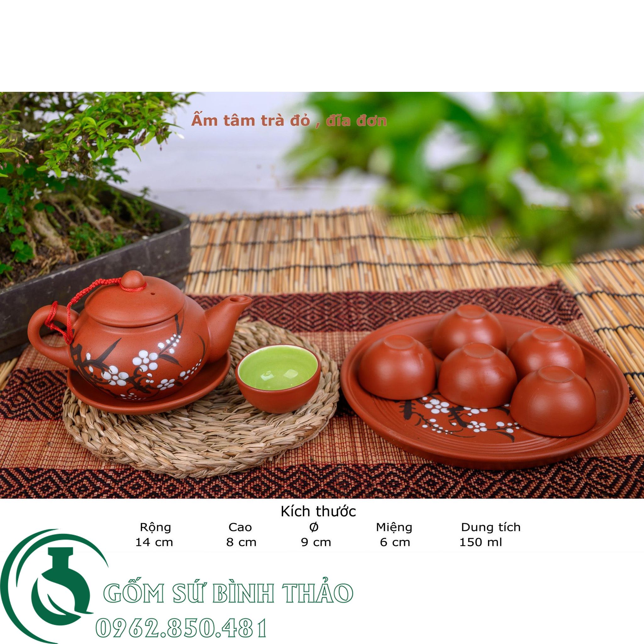 Bộ tâm trà tử sa Bát Tràng