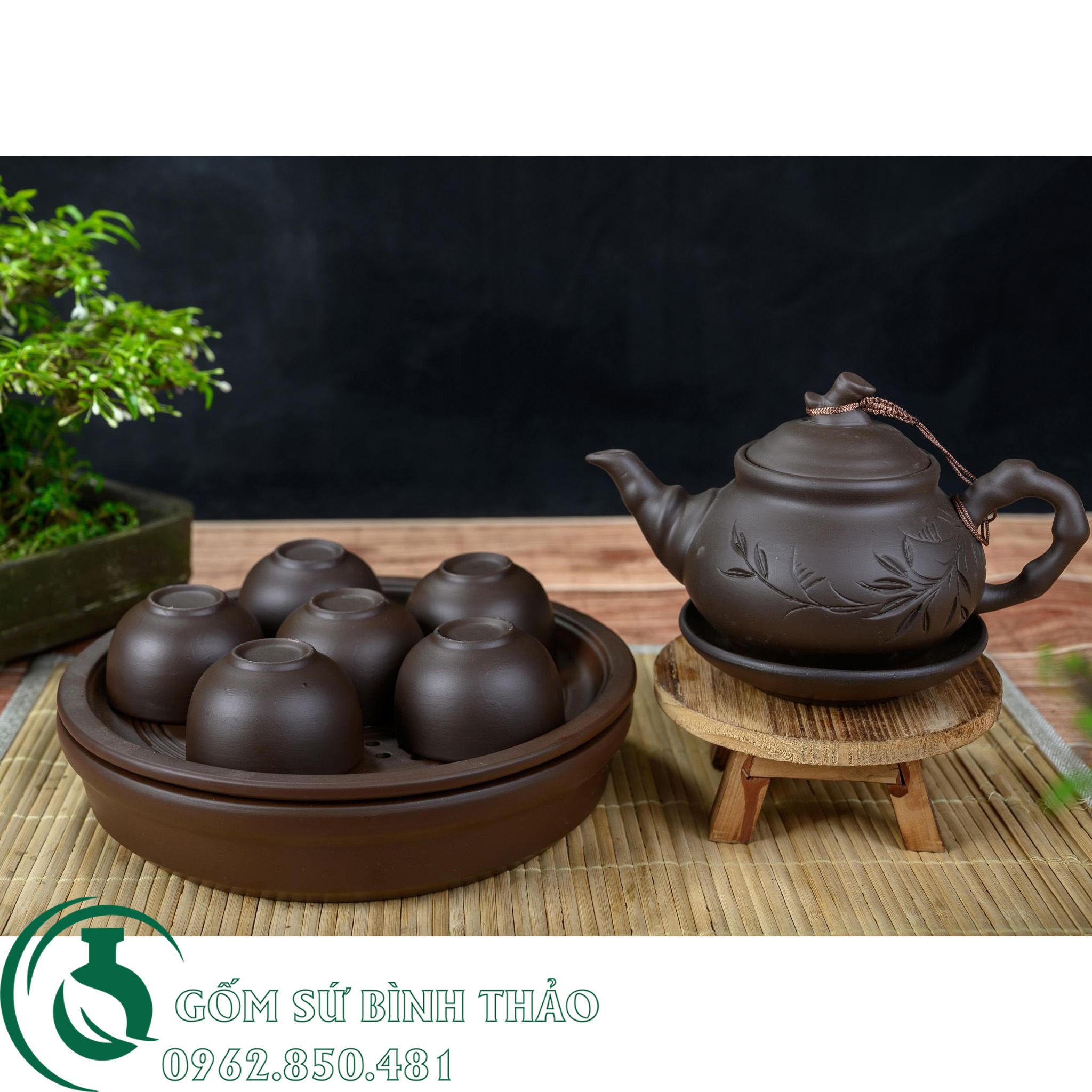 Bộ ấm trúc tử sa Bát Tràng