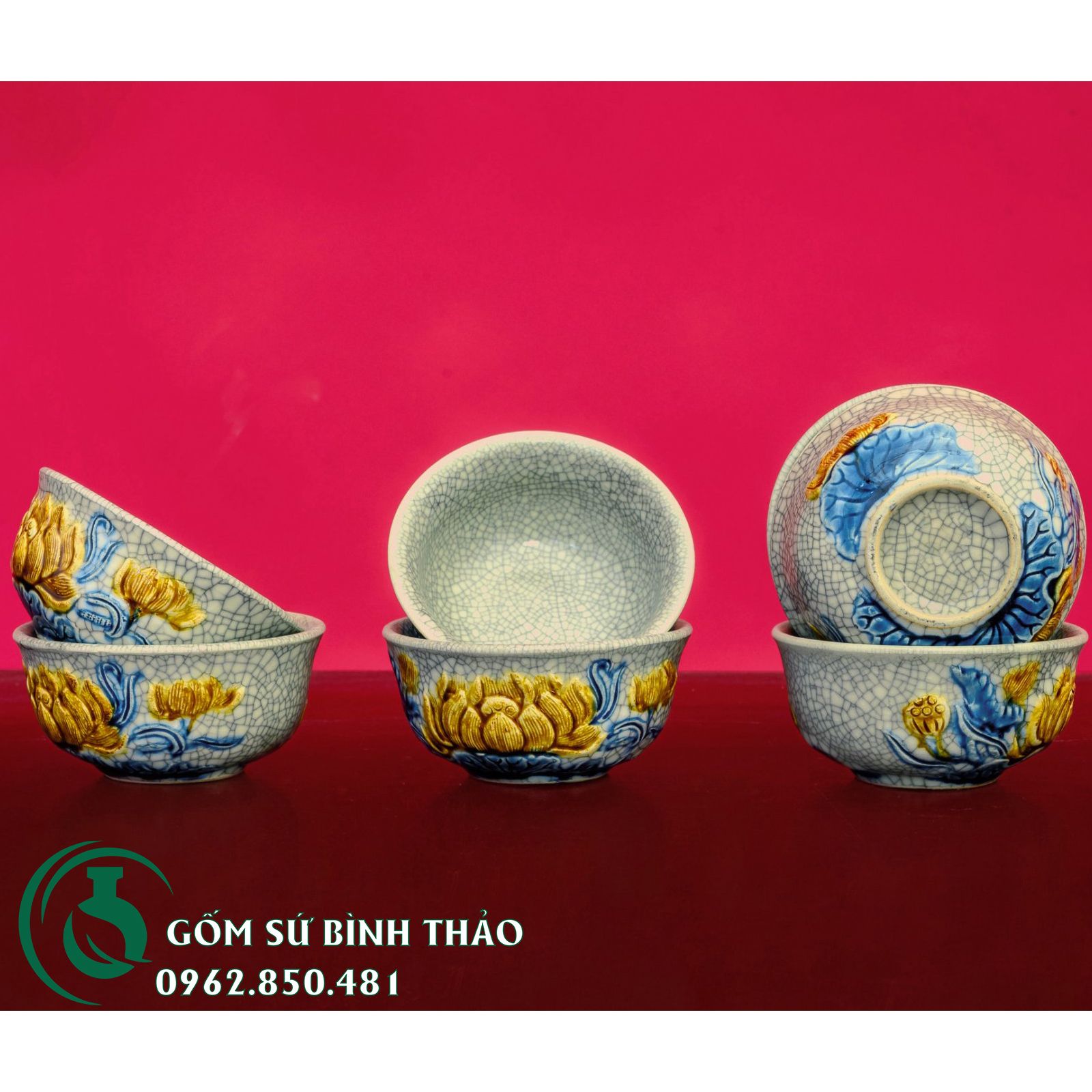 Bộ Đồ Thờ ban 1m75 Men Rạn Nổi Bát Tràng
