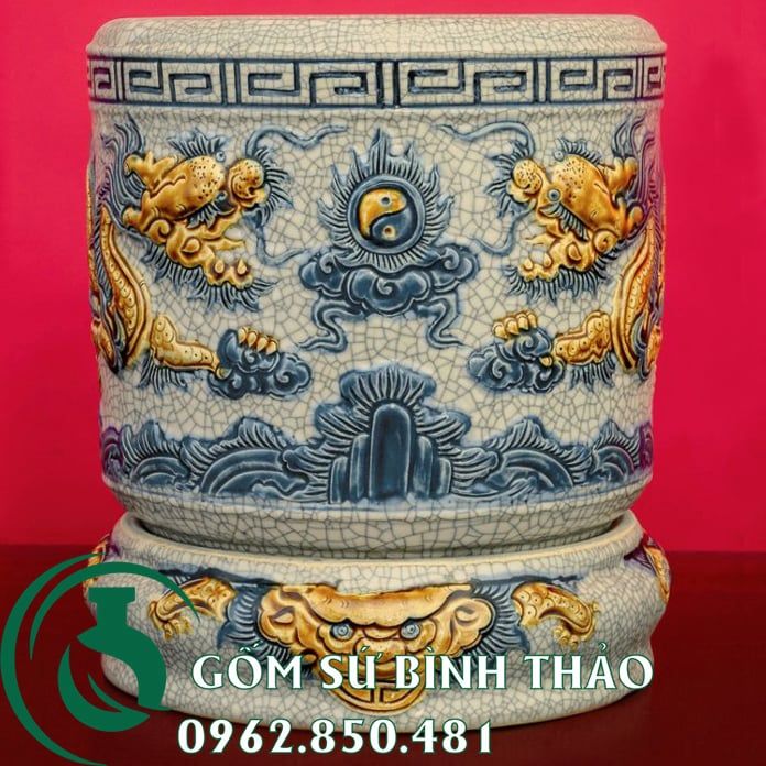 Bộ Đồ Thờ ban 1m75 Men Rạn Nổi Bát Tràng