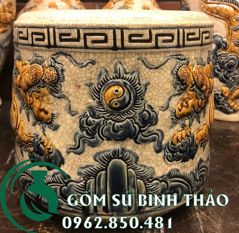 Bộ đồ thờ Thần Tài Men rạn Bát Tràng PATT05