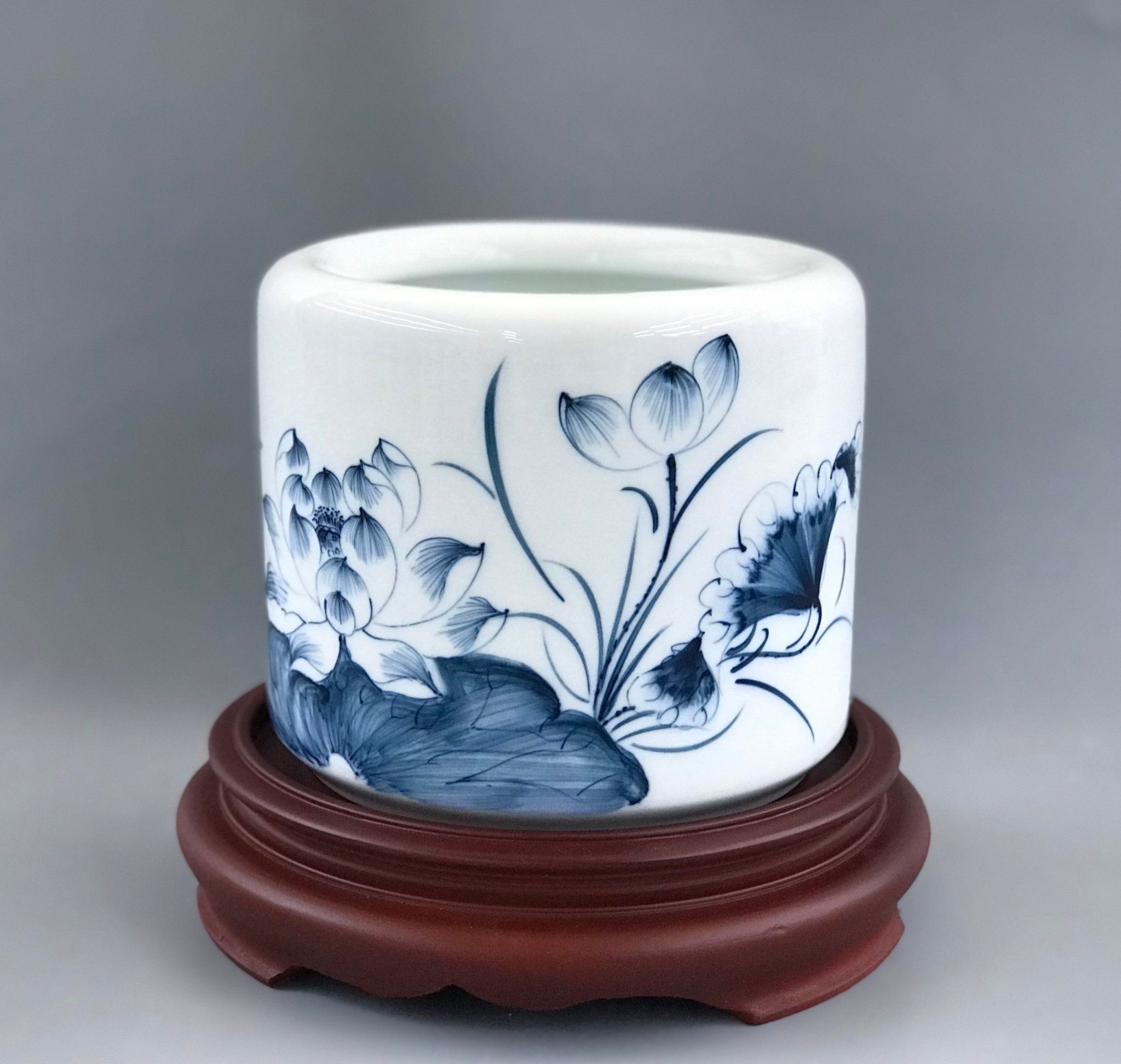 Bộ đồ thờ Bát Tràng cao cấp Sen Chàm vẽ tay TĐSC001