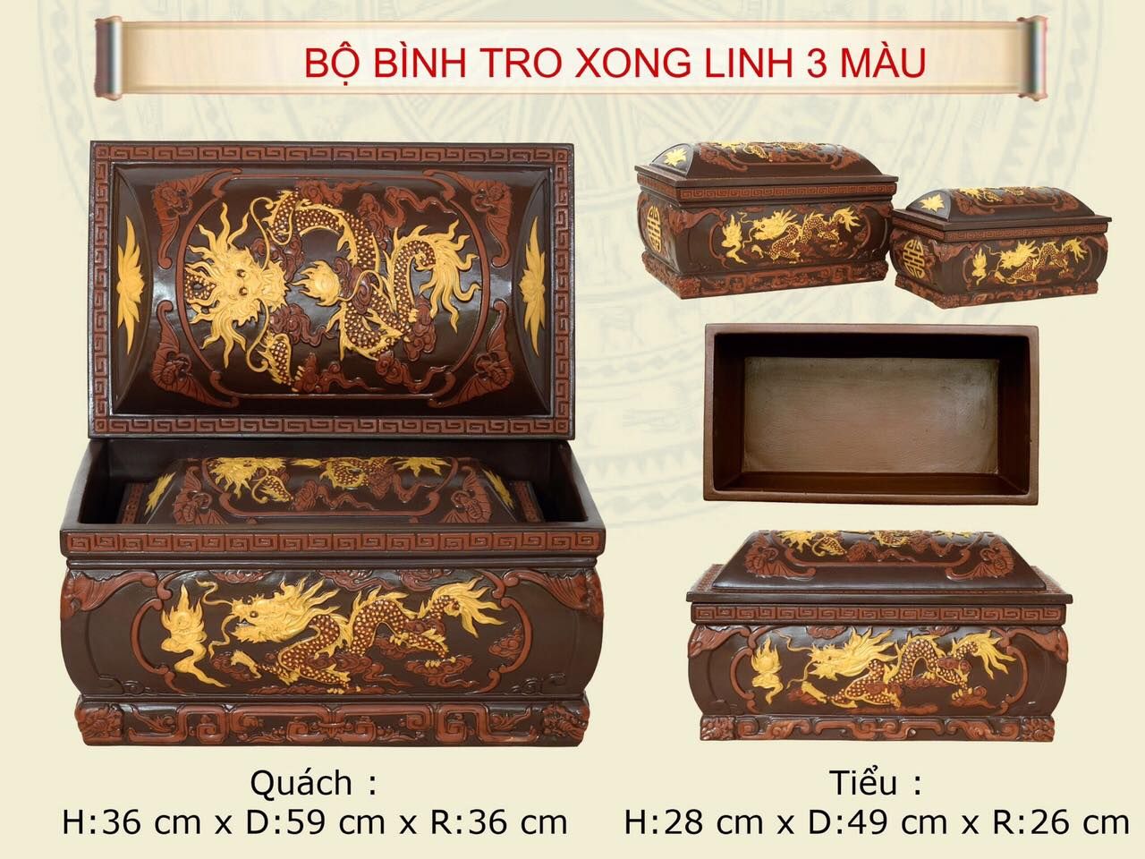 Bộ Quách Tiểu Bình Tro Xong Linh 3 màu