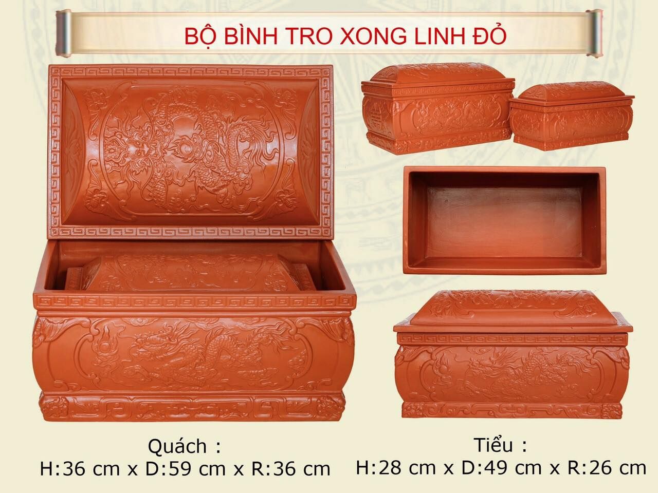 Bộ Quách Tiểu Bình Tro Xong Linh Đỏ