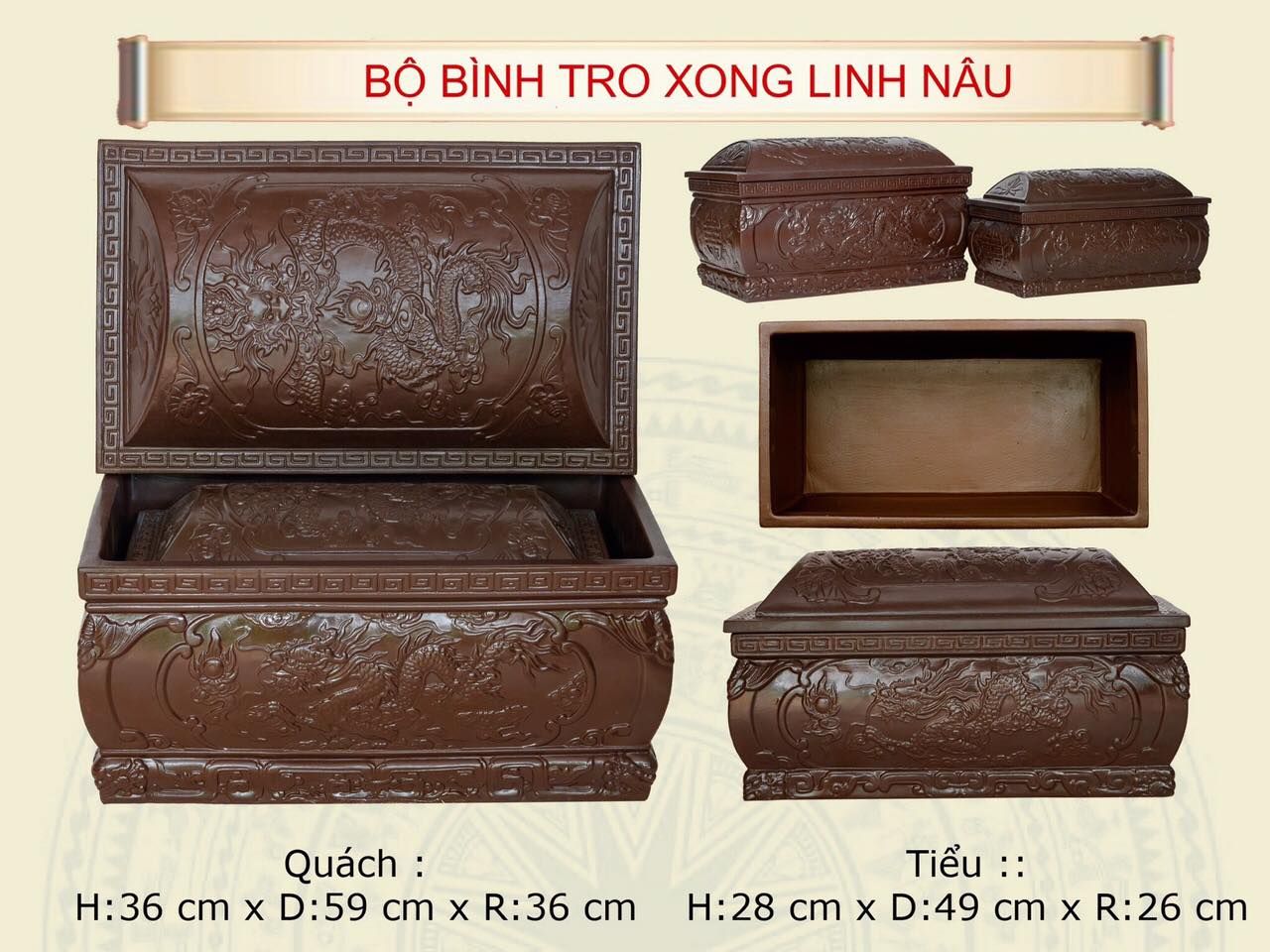 Bộ Quách Tiểu Bình Tro Xong Linh Nâu