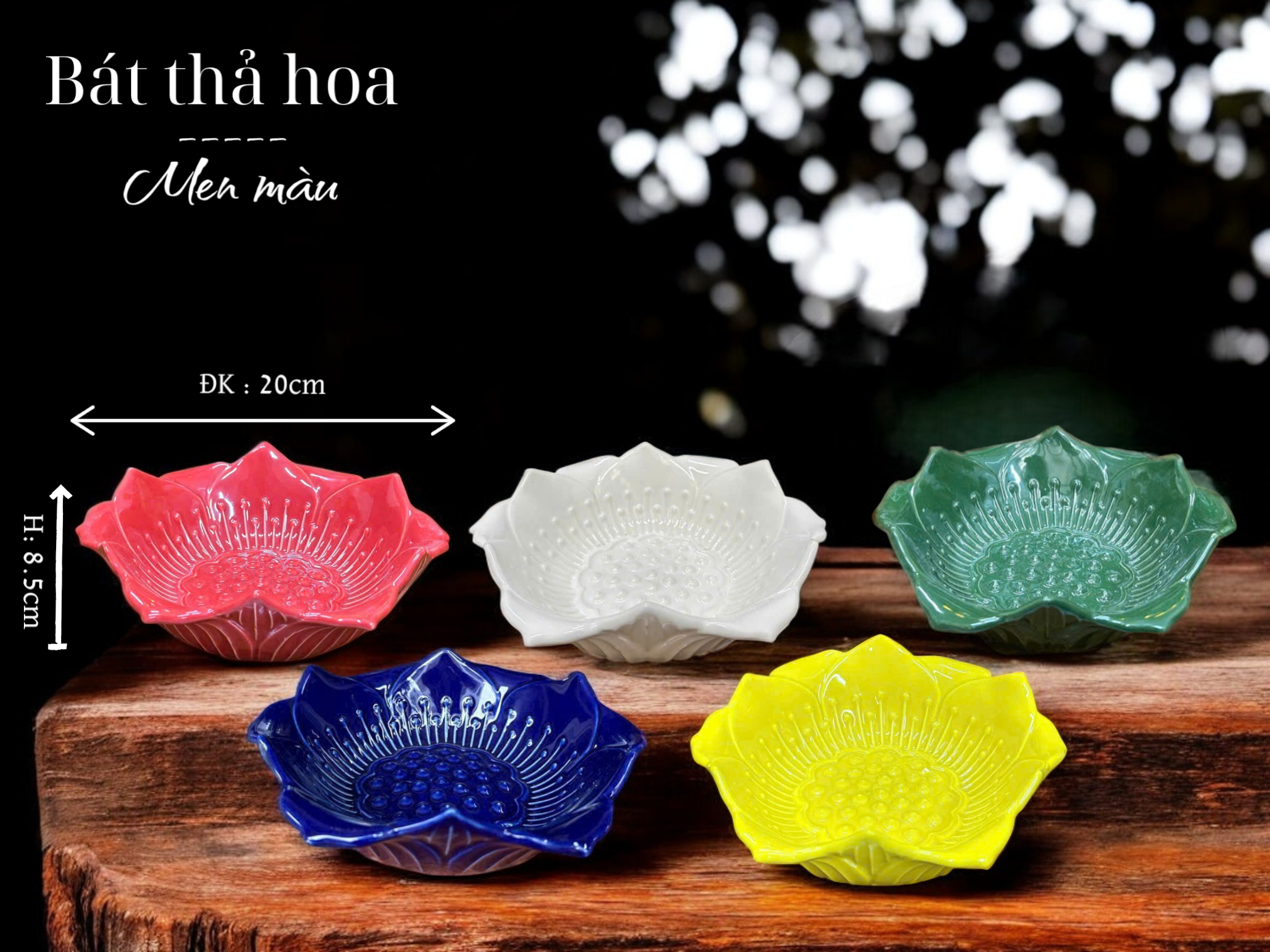 Bát thả hoa / Minh đường Tụ thủy Men màu