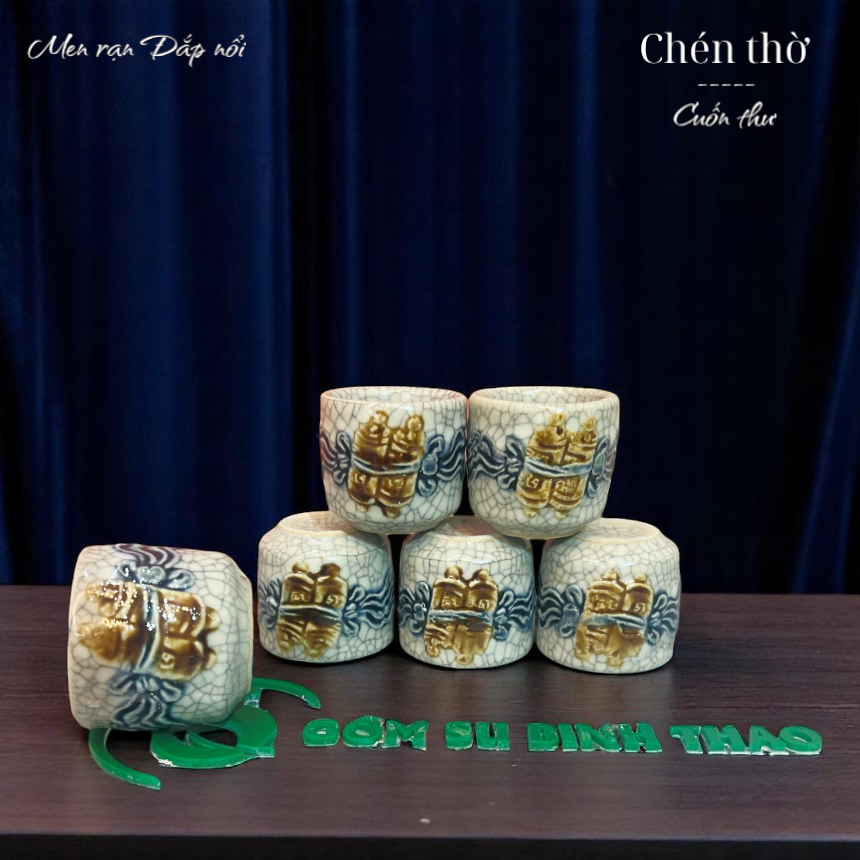 Chén thờ Men rạn Đắp nổi PA