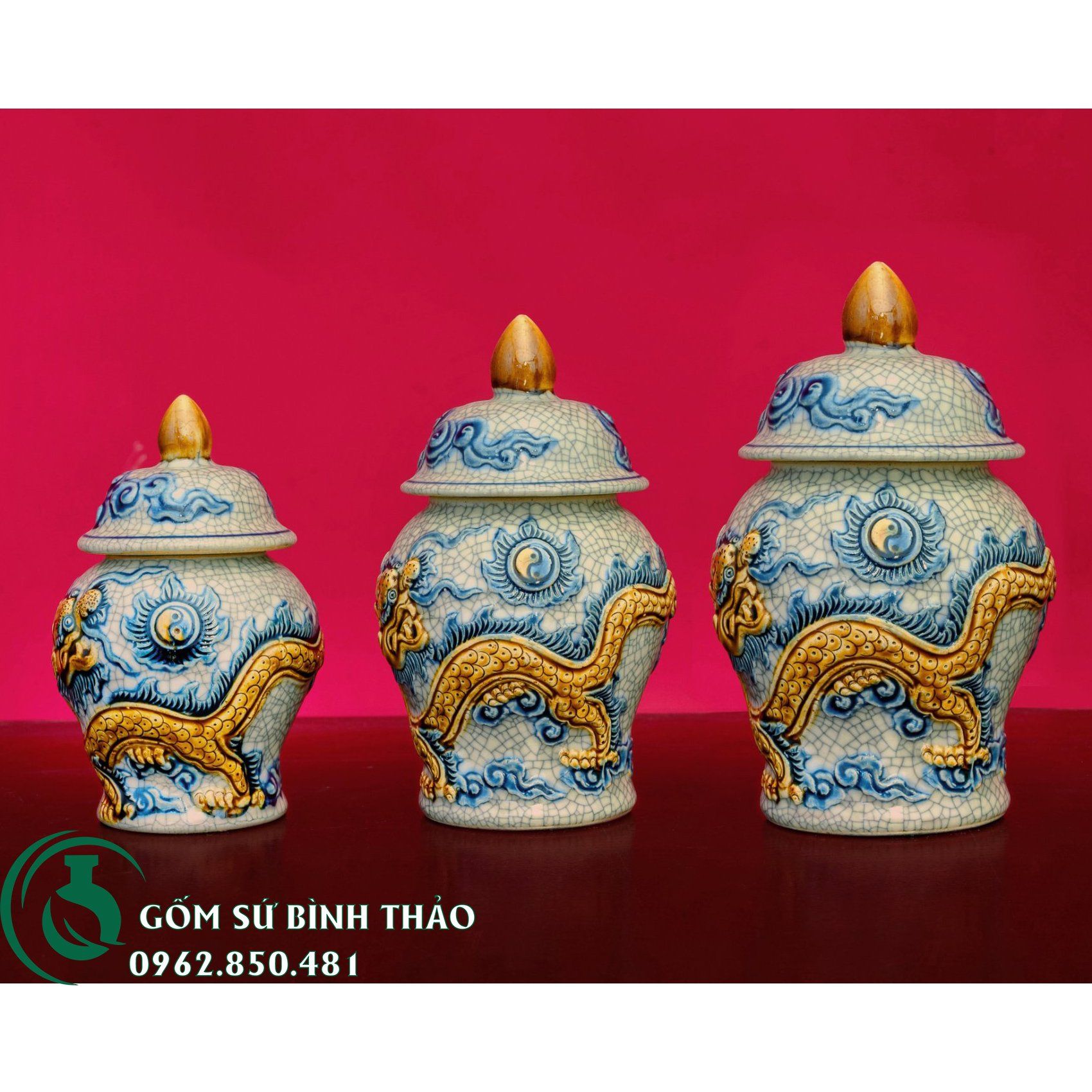 Bộ đồ thờ 1 bát hương men rạn