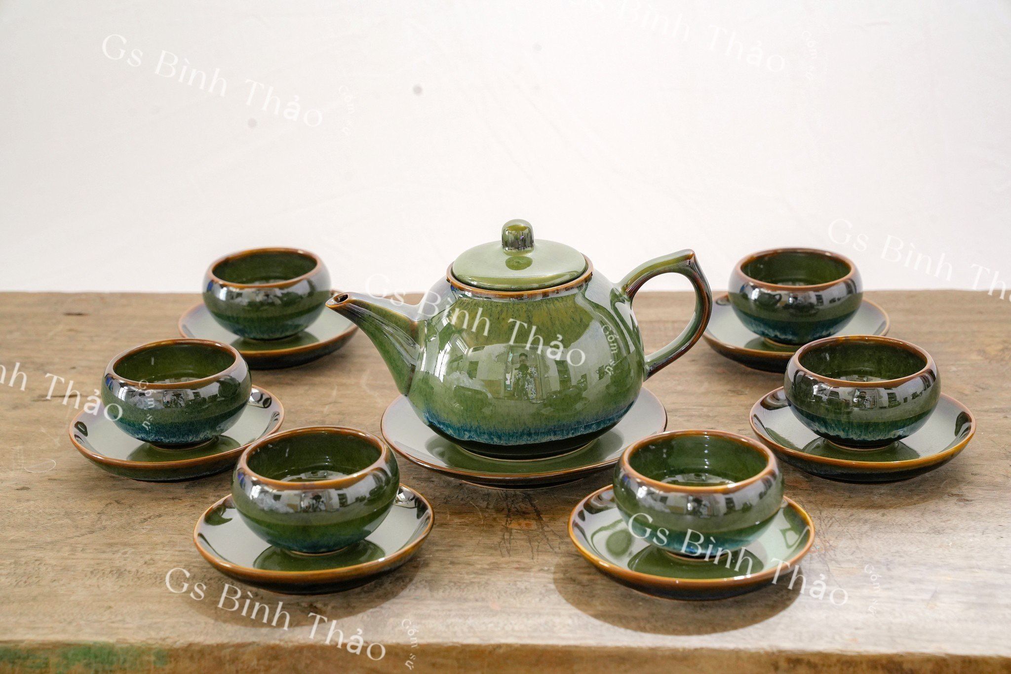 Bộ Ấm chén men Hỏa biến - Gốm sứ Bát Tràng