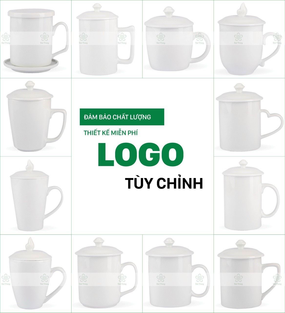 Cốc Cao Nắp In Logo