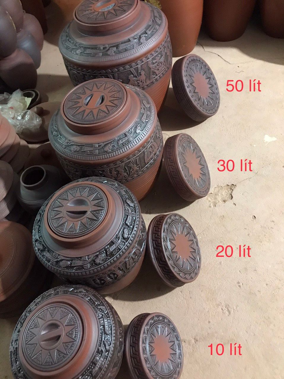30L - Chum Sành ngâm Rượu Họa tiết Trống Đồng 30 Lít