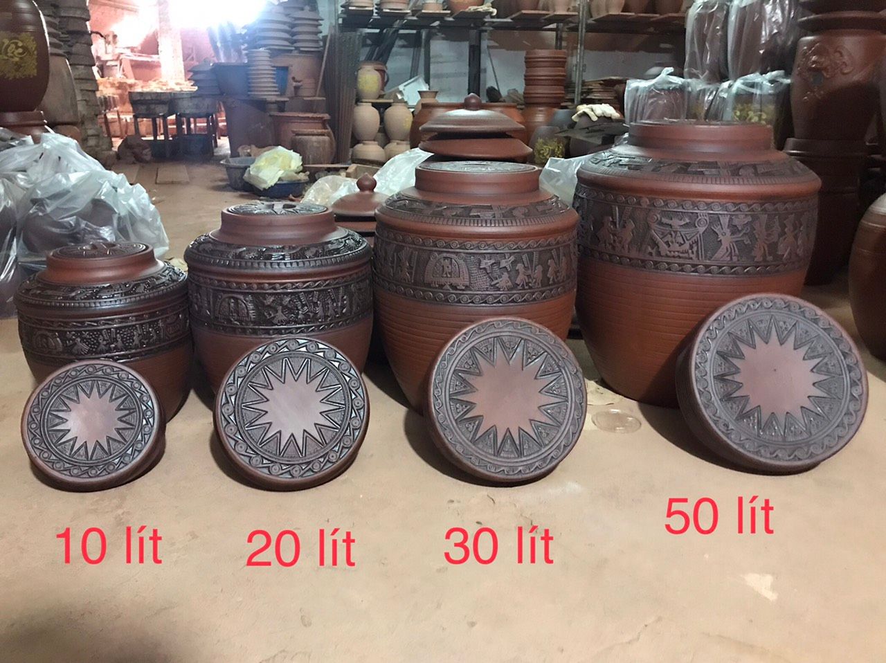 20L - Chum Sành ngâm Rượu Họa tiết Trống Đồng 20 Lít