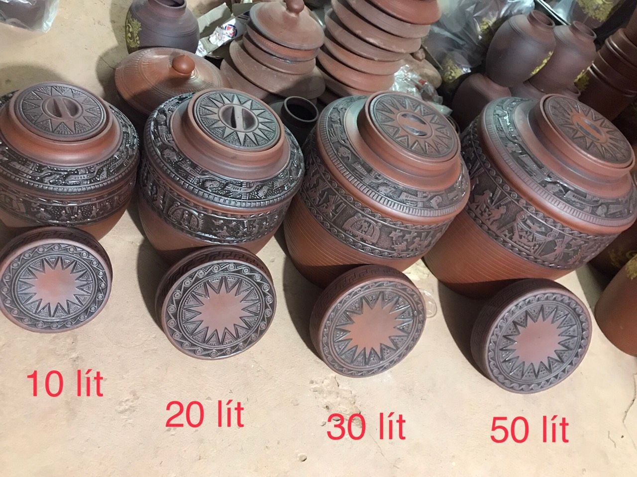 20L - Chum Sành ngâm Rượu Họa tiết Trống Đồng 20 Lít