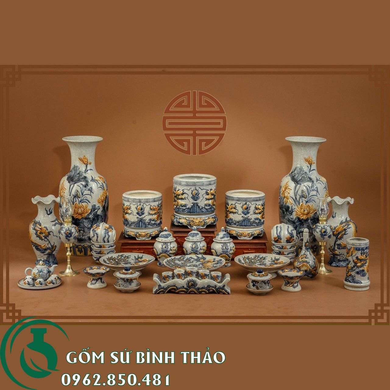 Đồ thờ bát tràng cao cấp 1m97 - 2m17 gốm sứ Bát Tràng