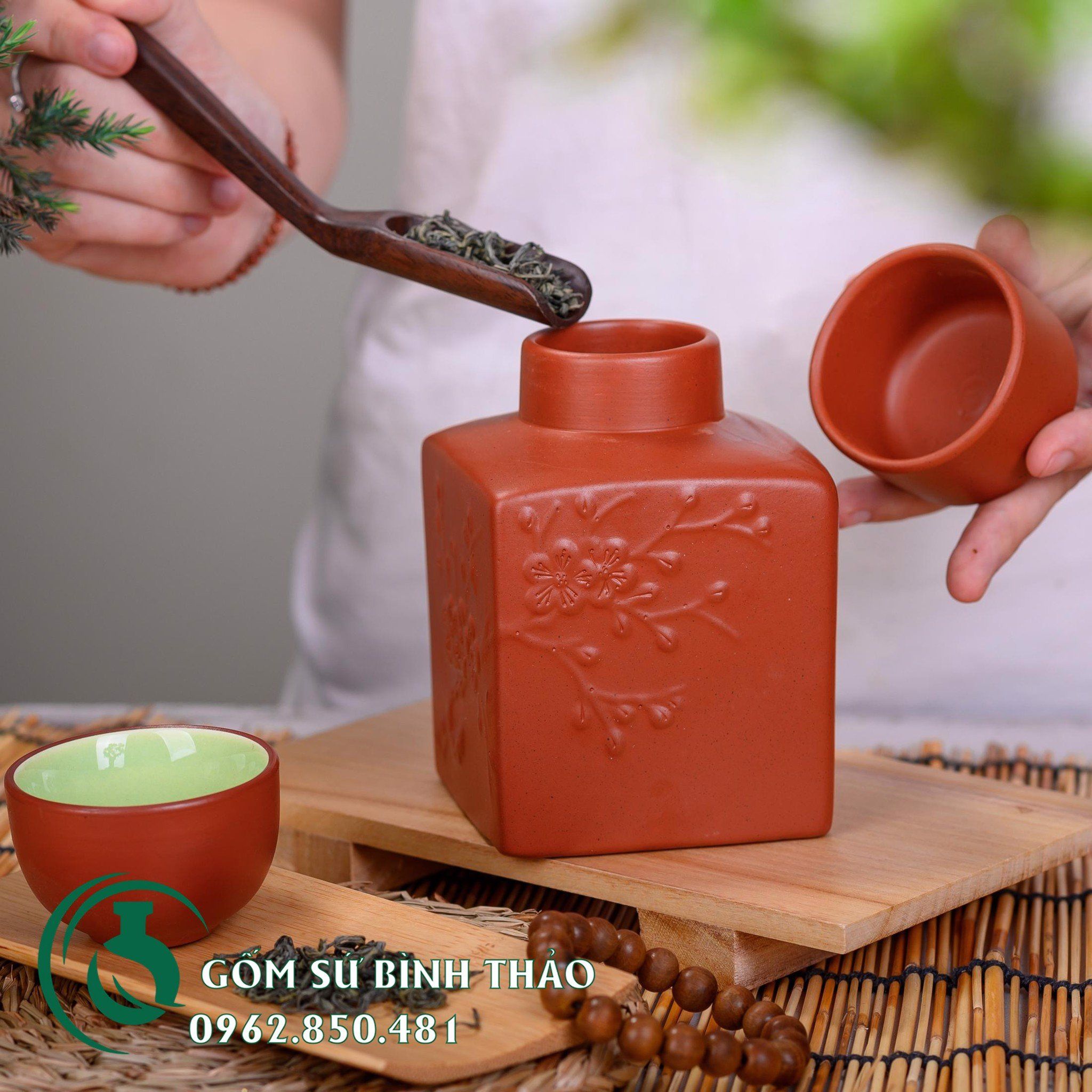 Hộp đựng trà vuông tử sa Bát Tràng
