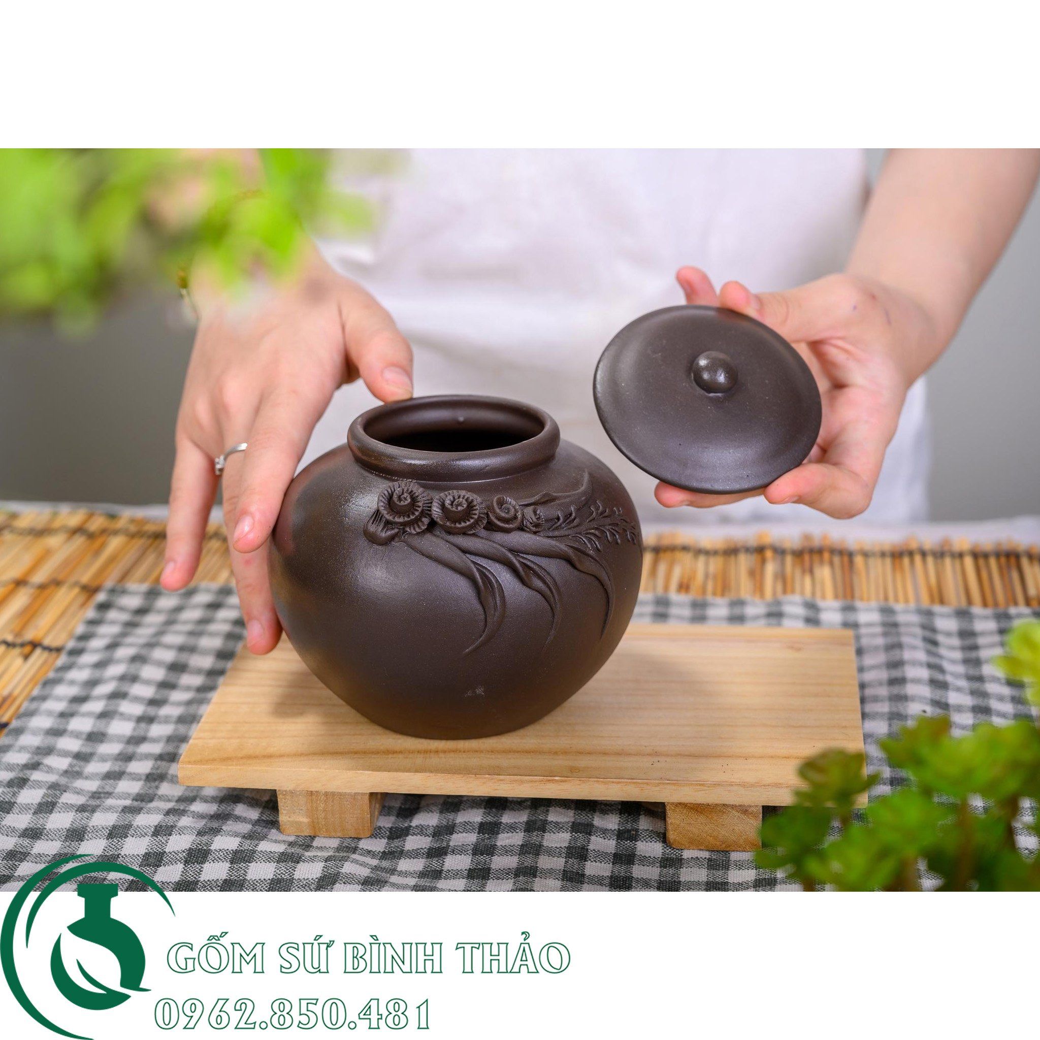 Hộp đựng trà tròn tử sa Bát Tràng