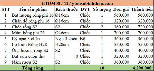 Bộ Đồ thờ Chung cư Men Hoàng Thổ đắp nổi Gốm Nghệ nhân Bát Tràng HTDM08