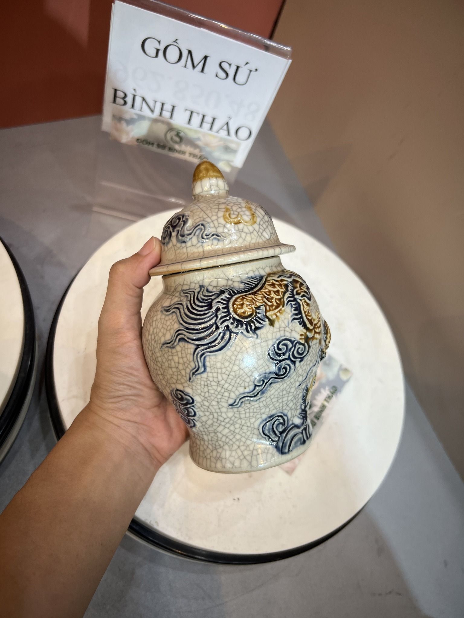 Chóe thờ Rồng Men rạn Đắp nổi PA