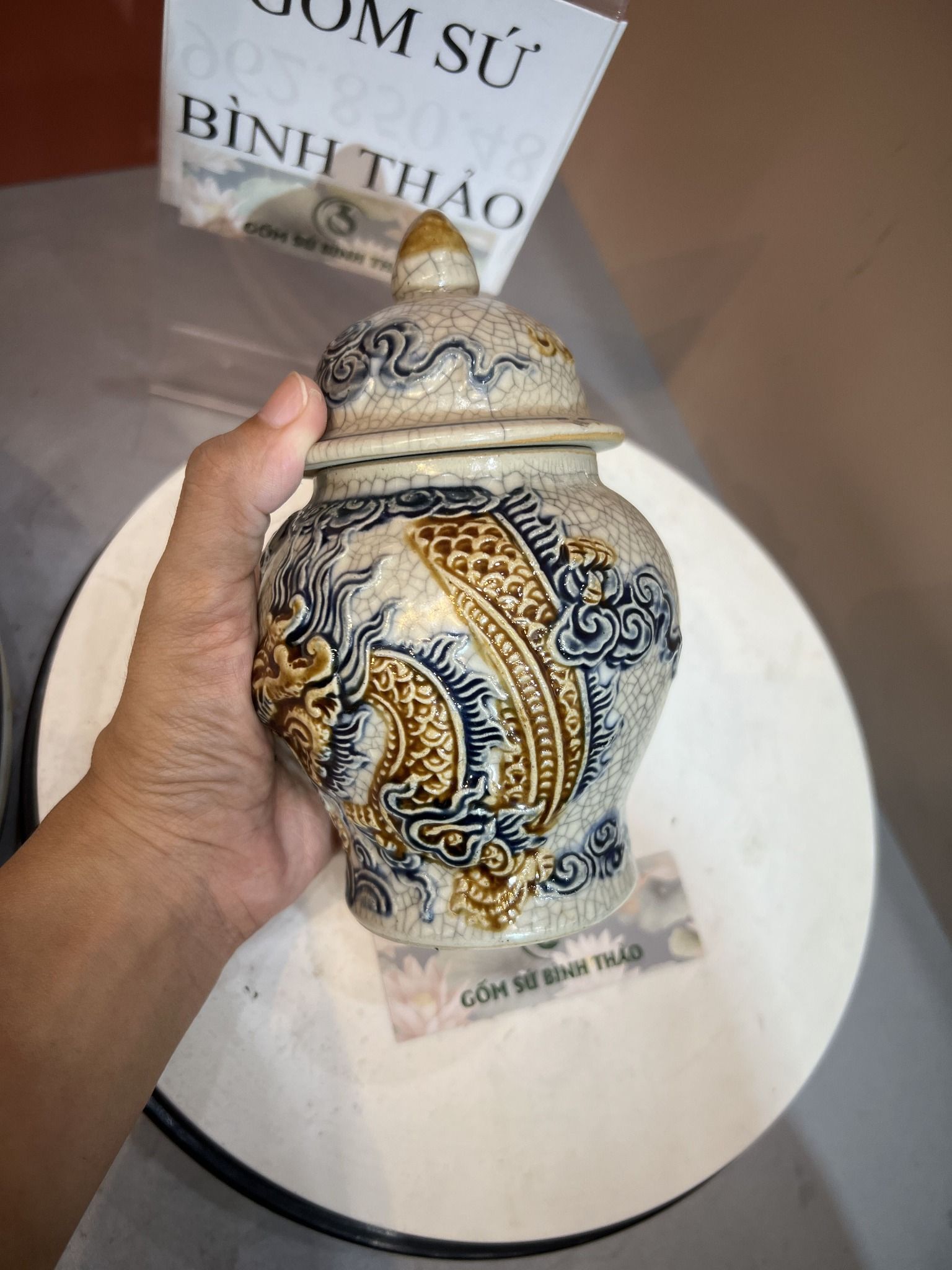 Chóe thờ Rồng Men rạn Đắp nổi PA